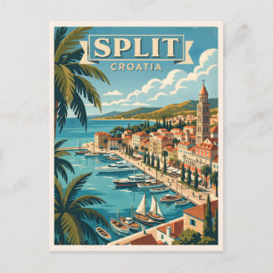Cartão Postal Viagem Antiga Split Croácia