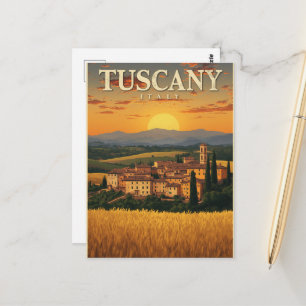 Cartão Postal Viagem Antiga Toscana Itália Cenário Retro