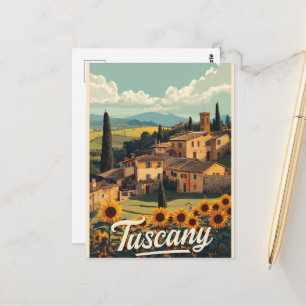Cartão Postal Viagem Antiga Toscana Itália Cenário Retro