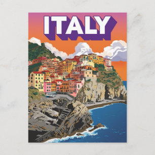Cartão Postal Viagem Antiga Vila Cinque Terre Itália