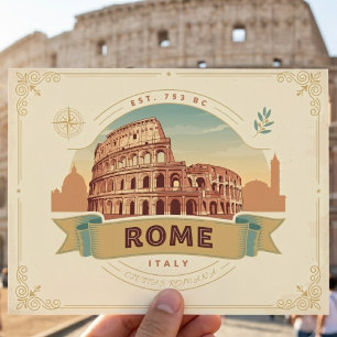 Cartão Postal Viagem ao Coliseu Roma Itália Antiga Vintage