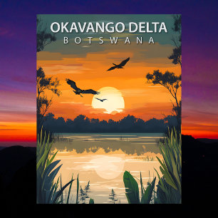 Cartão Postal Viagem ao Delta do Okavango Botsuana Vintage