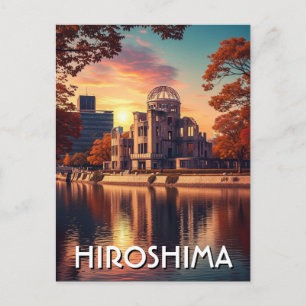 Cartão Postal Viagem ao Domo da Paz de Hiroshima no Japão Antigo