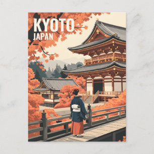 Cartão Postal Viagem ao Japão em Kyoto Outono Templo Retro Perso