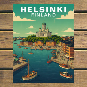 Cartão Postal Viagem ao Porto de Helsinque na Finlândia Antiga