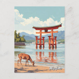 Cartão Postal Viagem ao Santuário Flutuante Torii de Miyajima It