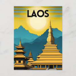 Cartão Postal Viagem Art Laos
