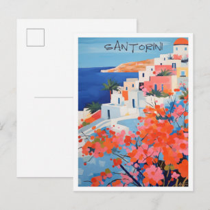 Cartão Postal Viagem Arte Grega Santorini