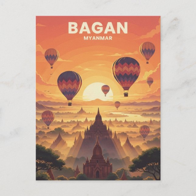 Cartão Postal Viagem Bagan Myanmar (Frente)