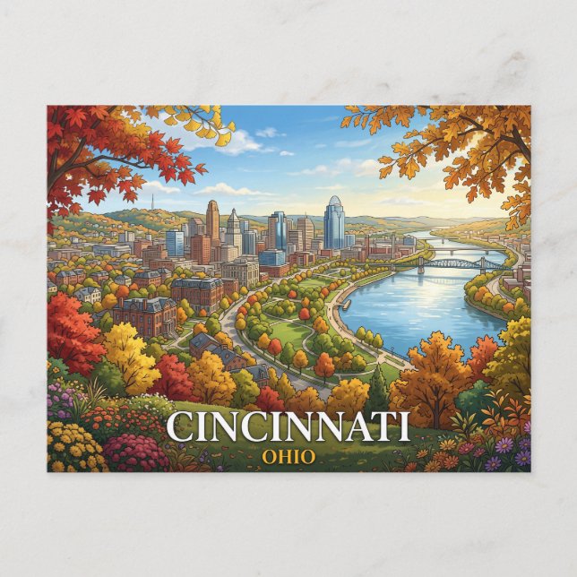 Cartão Postal Viagem Cincinnati Ohio (Frente)