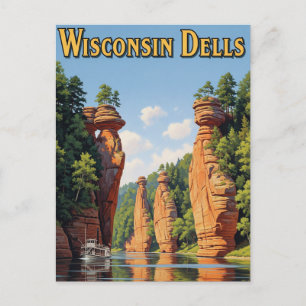 Cartão Postal Viagem Clássica para Wisconsin Dells