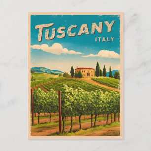 Cartão Postal Viagem Clássica Toscana Itália Cenário Retro