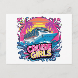 Cartão Postal Viagem Colorida de Meninas Cruzeiro Caribe Equipe