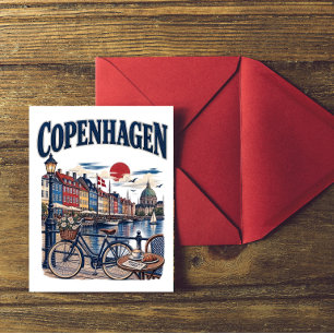 Cartão Postal Viagem Copenhague Dinamarca Porto de Nyhavn