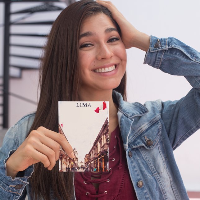 Cartão Postal Viagem da arquitetura Lima Peru (lima peru city view flag postcard)