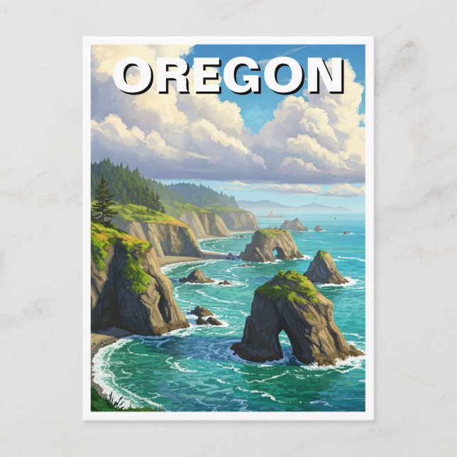 Cartão Postal Viagem da costa do Oregon (Frente)