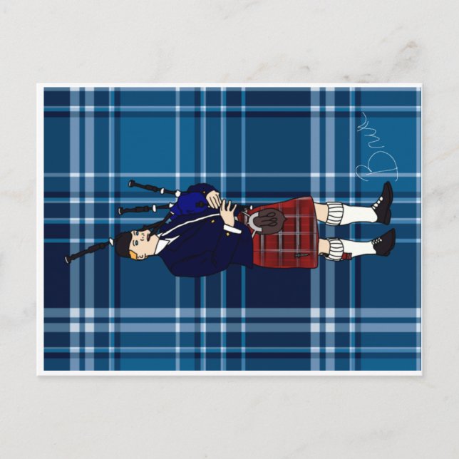 Cartão Postal Viagem da Escócia para encontrar o flautista (Frente)