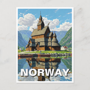 Cartão Postal Viagem da Igreja de Stave da Noruega