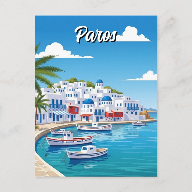 Cartão Postal Viagem da Ilha da Grécia Paros (Frente)