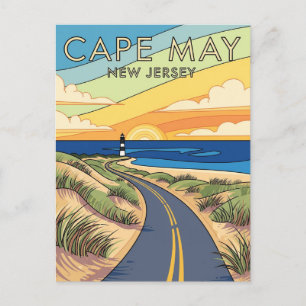 Cartão Postal Viagem da Ilustração de Cabo Maio de Nova Jersey