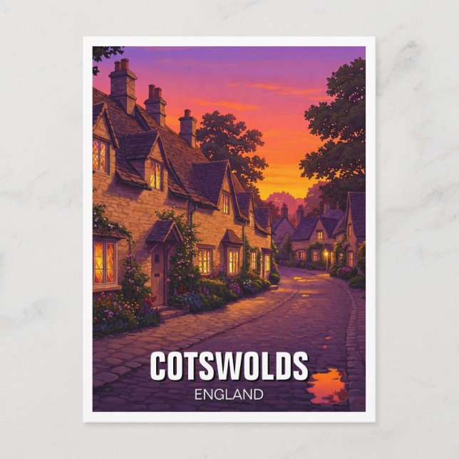 Cartão Postal Viagem da Inglaterra de Cotswolds (Frente)