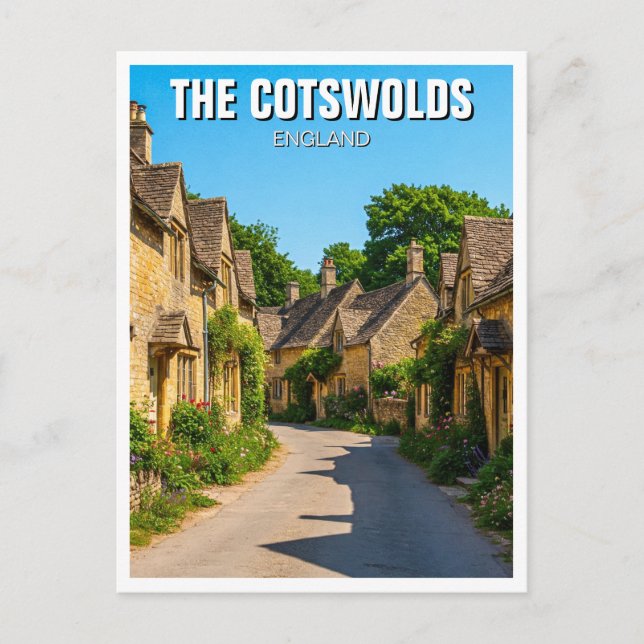 Cartão Postal Viagem da Inglaterra de Cotswolds (Frente)