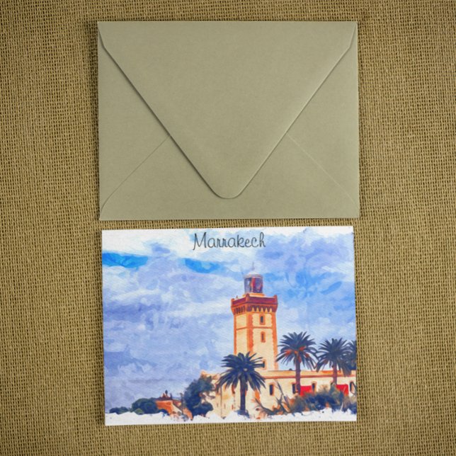 Cartão Postal Viagem da Mesquita Marraquexe (morocco marrakech travel postcard)