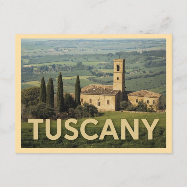 Cartão Postal Viagem da Toscânia Vintage (Frente)