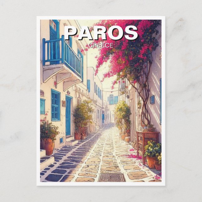 Cartão Postal Viagem das Ilhas Grécias Paros (Frente)
