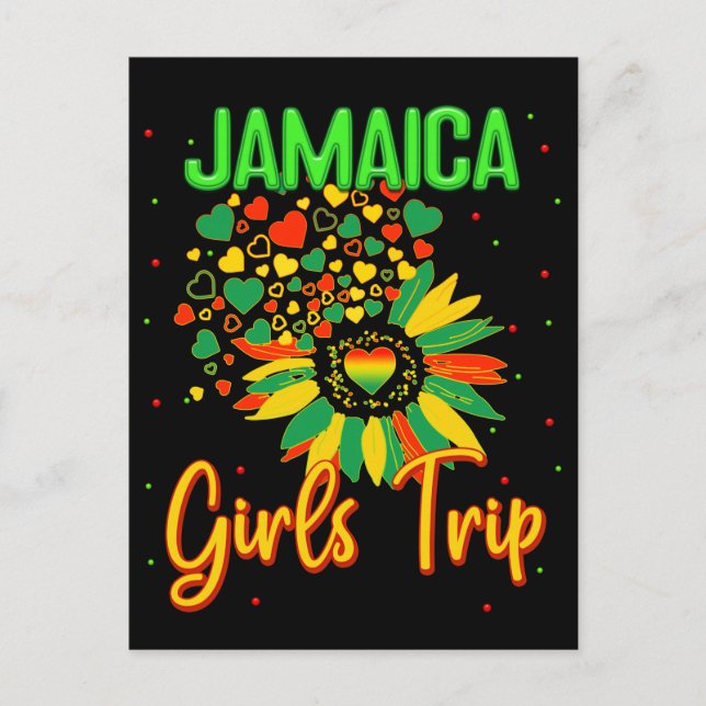 Cartão Postal Viagem das Meninas Jamaicanas Amigas Girassóis Cas (Frente)