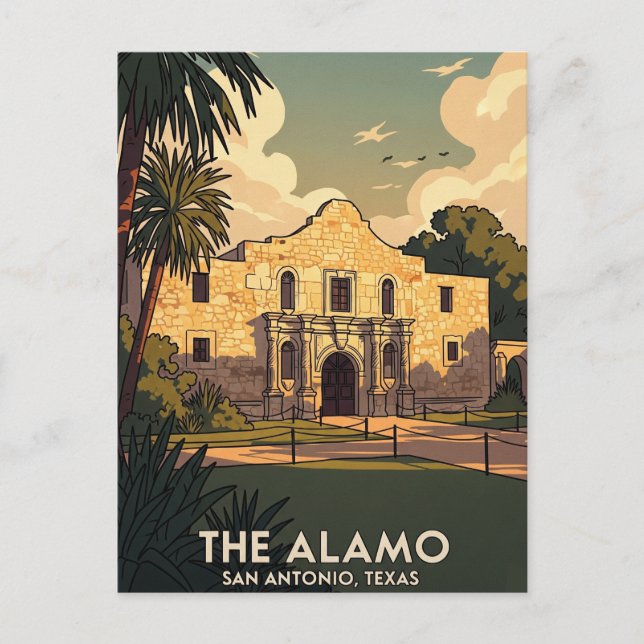 Cartão Postal Viagem de Alamo San Antonio Texas (Frente)