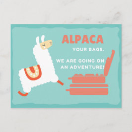 Cartão Postal Viagem de Alpaca Branco Engraçado