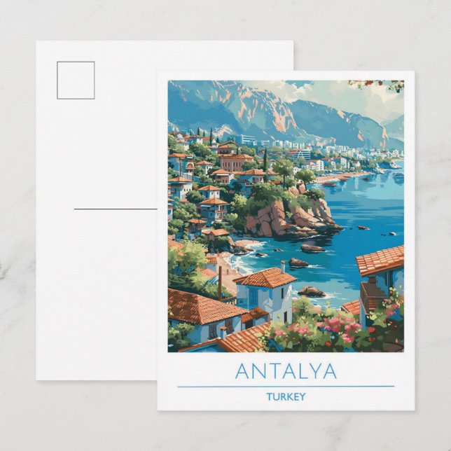 Cartão Postal Viagem de Antalya Turkey (Frente/Verso)