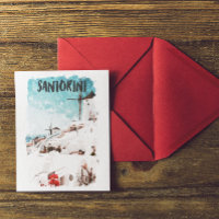 Viagem de Aquarela das Ilhas Gregas Santorini