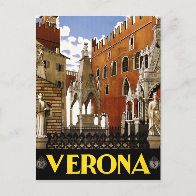 Cartão Postal Viagem de arquitetura Vintage Verona Itália (Frente)