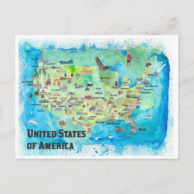 Cartão Postal Viagem de Arte dos Estados Unidos da América (Frente)