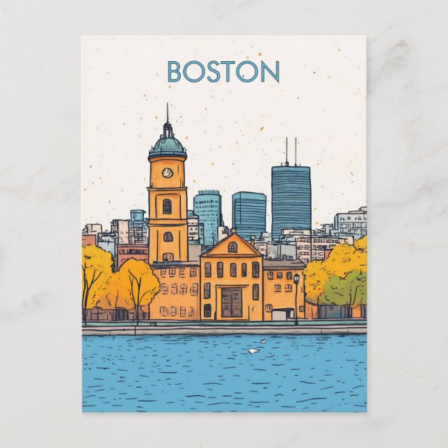 Cartão Postal Viagem de Boston MÃE USA (Frente)