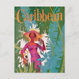 Cartão Postal Viagem de Caribe de linha aérea Vintage
