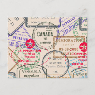 Cartão Postal Viagem de Carimbos do Passport