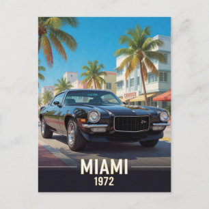 Cartão Postal Viagem de Carro Musculoso de Miami 1972 Flórida