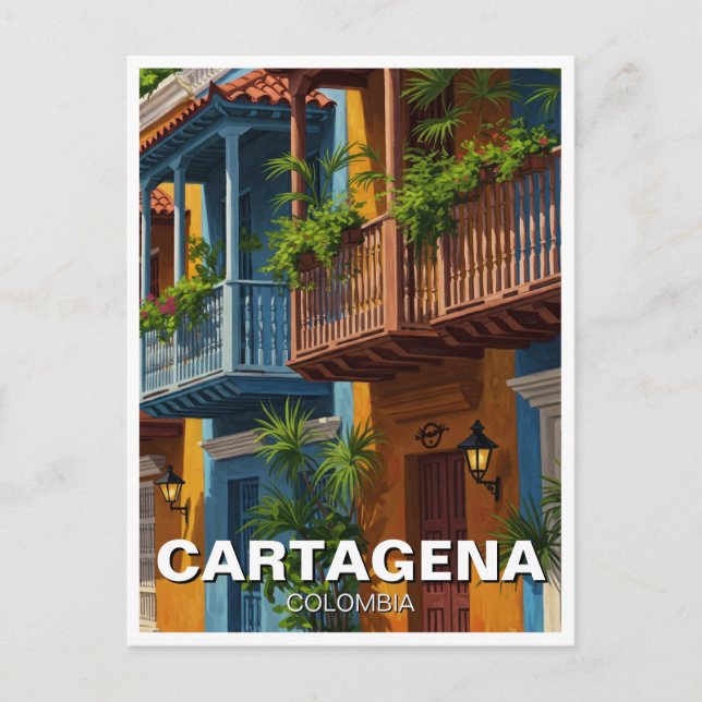 Cartão Postal Viagem de Cartagena Colombia (Frente)