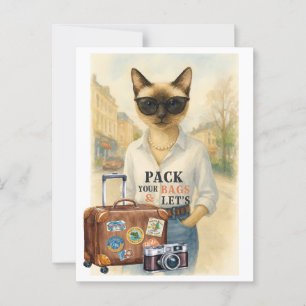 Cartão Postal Viagem de Cat Embale sua bolsa e vá para Cat Lover