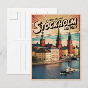 Cartão Postal viagem de de suecia de estocolmo presentes em quad