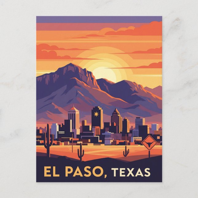 Cartão Postal Viagem de El Paso Texas (Frente)