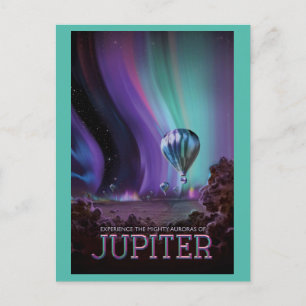 Cartão Postal Viagem de Espaço Aurora no Júpiter Retro