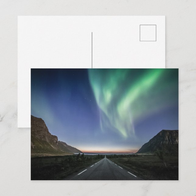 Cartão Postal Viagem de estrada para luzes de norte (Frente/Verso)
