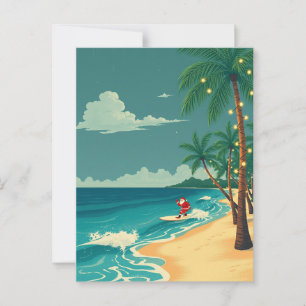 Cartão Postal Viagem de Férias Tropicais de Praia Papai noel de 