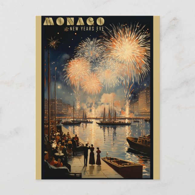 Cartão Postal Viagem de Fogos de artifício com Véspera de ano no (Frente)