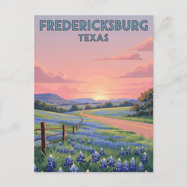 Cartão Postal Viagem de Fredericksburg Texas (Frente)
