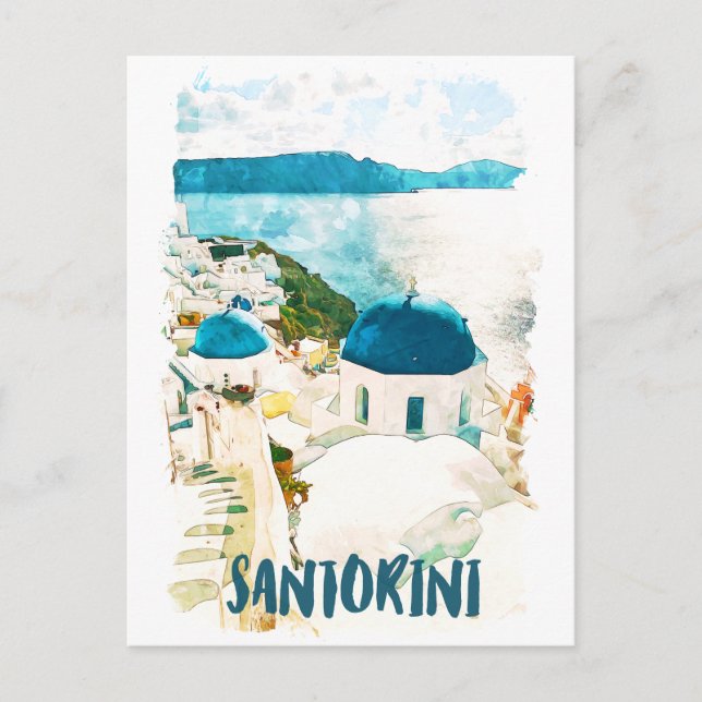Cartão Postal Viagem de Grécia de Santorini (Frente)